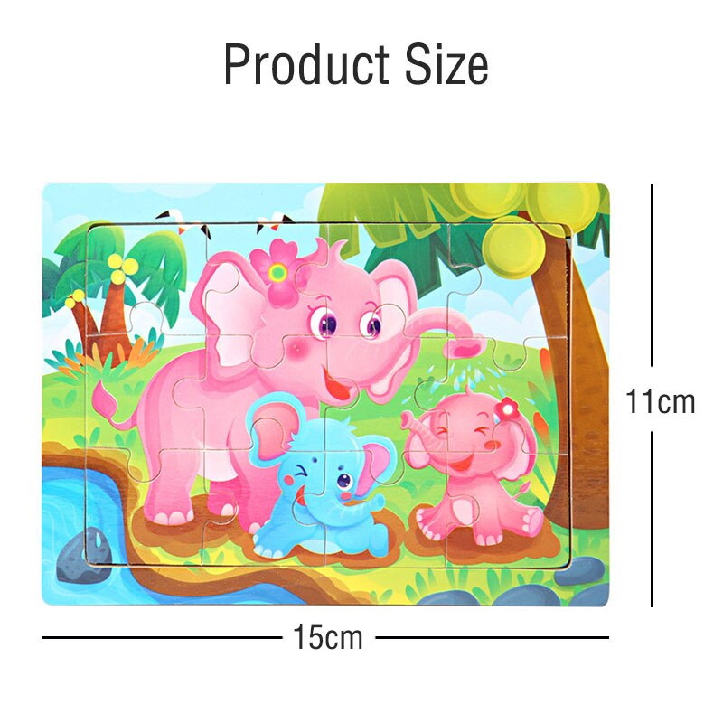 16 Slice Vehicle Pattern Puzzle Wooden Small Piece Kid Toys Wood Jigsaw Puzzles Baby Educational Toys for Children Game