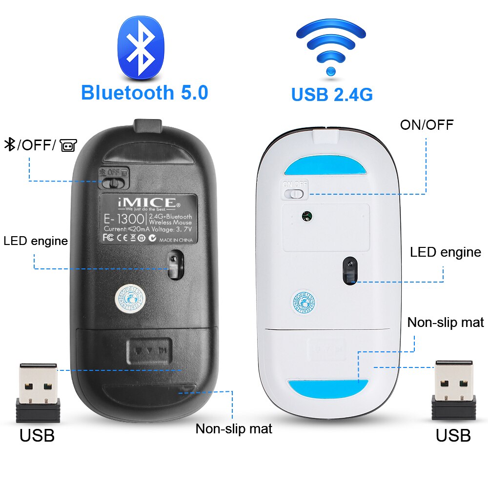 Wireless Mouse Bluetooth Mouse For Computer Rechargeable Ergonomic Mouse Bluetooth Mause Silent Optical USB Mice For PC Laptop