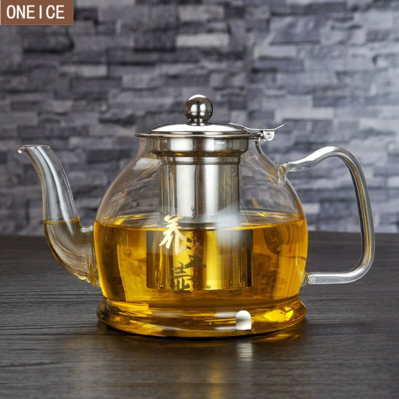 1200ml transparent heat-resistant glass coffee pot Chinese Kung Fu teapot built-in 304 stainless steel tea leak fruit juice jug