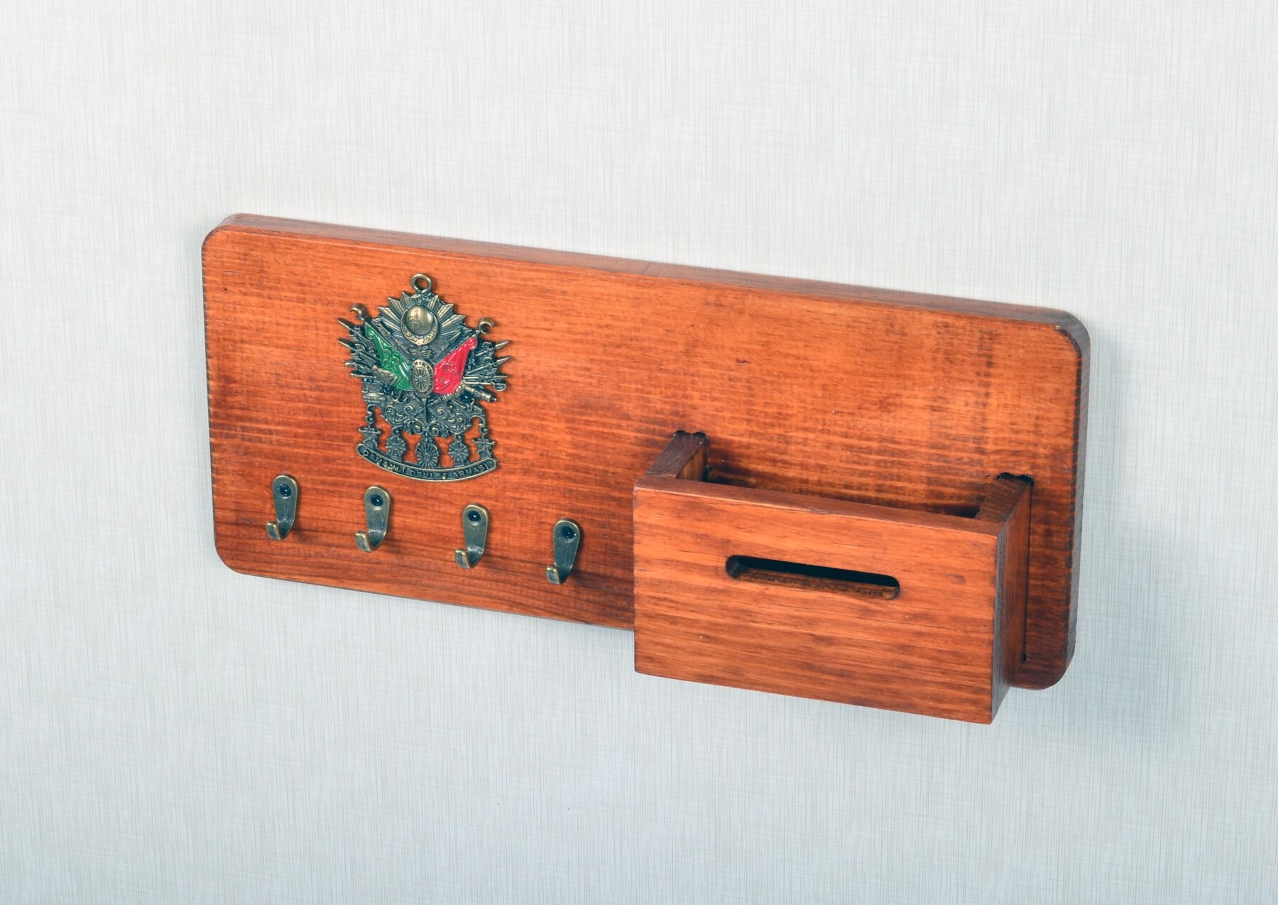 Ottoman Imperial Crested Wooden Key Holder Wall Hanger