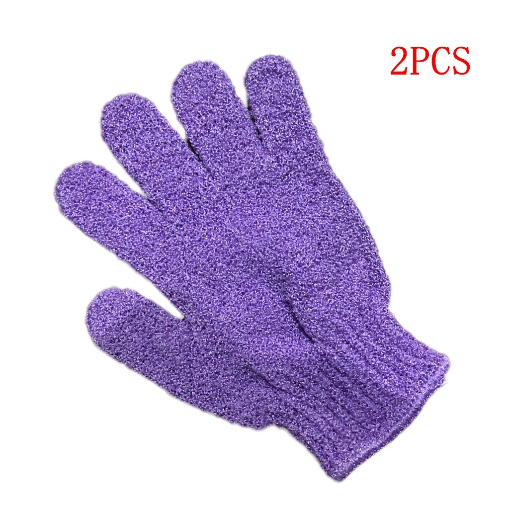 1Pc/2Pcs Douche Scrub Handschoenen Exfoliërende Terug Stroefheid Body Massage Spons Wassen Huid Hydraterende Spa Bad handschoen: 2PCS Purple
