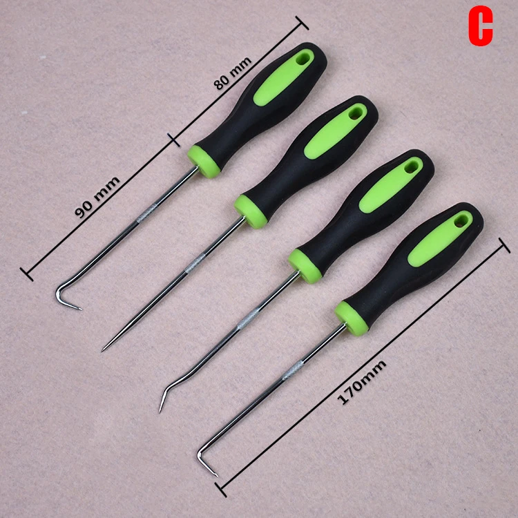 4 stks/set Auto Pick en Haak Set Automotive O Ring Oliekeerringen Pakking Puller Remover Craft Handje Lange Pick lagertrekker Tool: orange