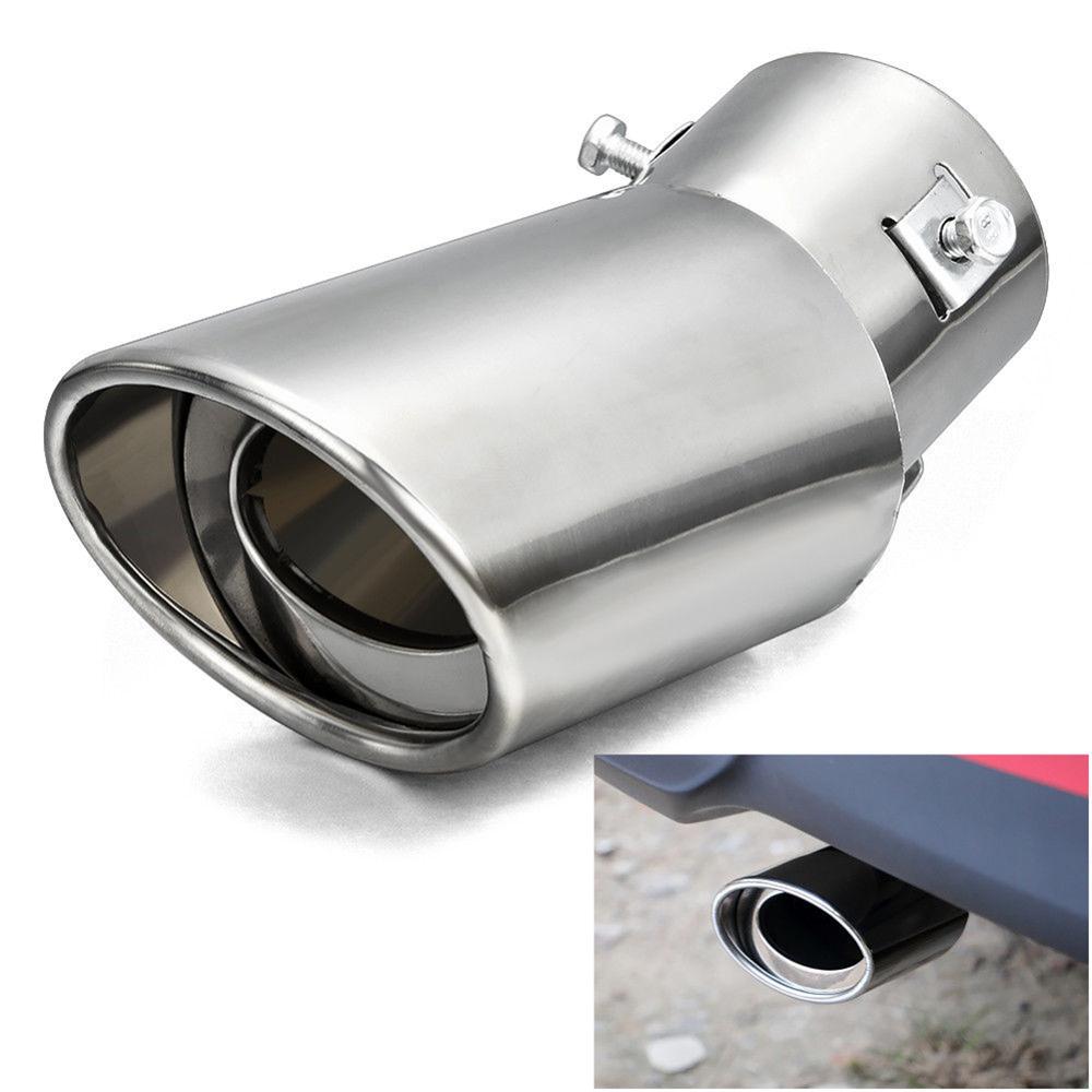 Car Chrome Exhaust Muffler Tip Round Stainless Steel Pipe Exhaust Tail Universal Muffler Tip Pipe Silver