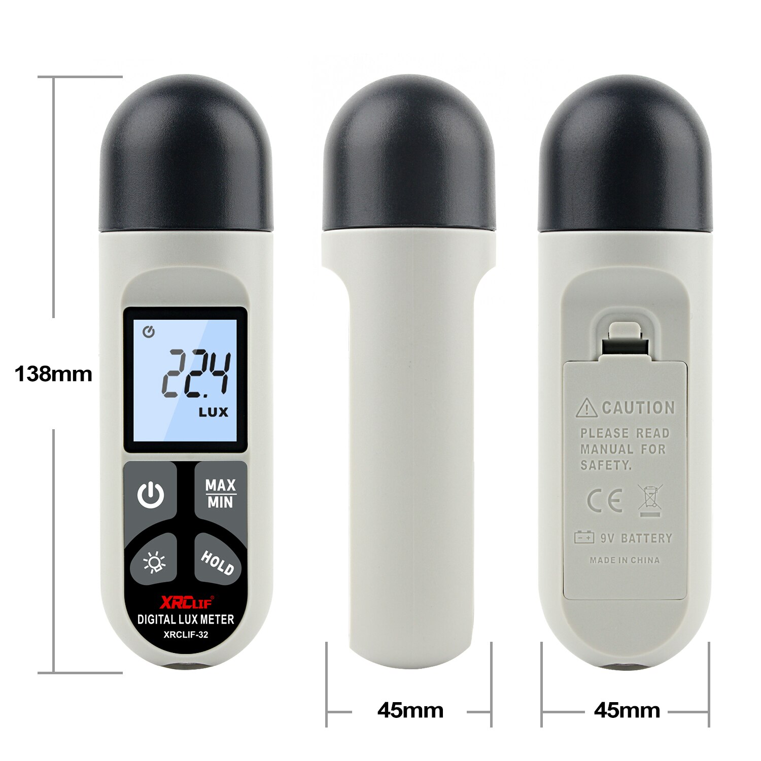 XRCLIF Digital Lux Meter 0.1-200,000 Lux Digital LCD Pocket Light Meter Lux/FC Measure Tester illuminometer Sensor Photometer