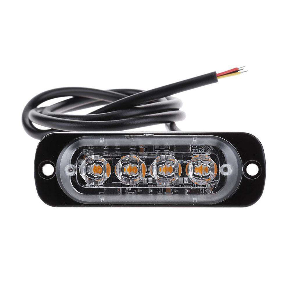 Super lyse 12v-24v gule 4 led 12w biler lastbil strobe blitz vandtæt nødadvarselsbjælke lys sidemarkør lastbil bar lys