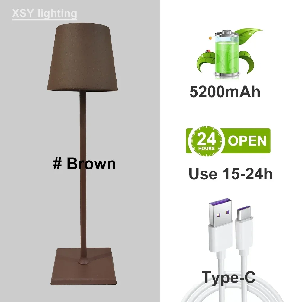 Poldina-Lampe de Table Sans Fil, Rechargeable par USB, Joli Tactile Étanche, pour Chambre à Coucher, Hôtel, Salon, Restaurant