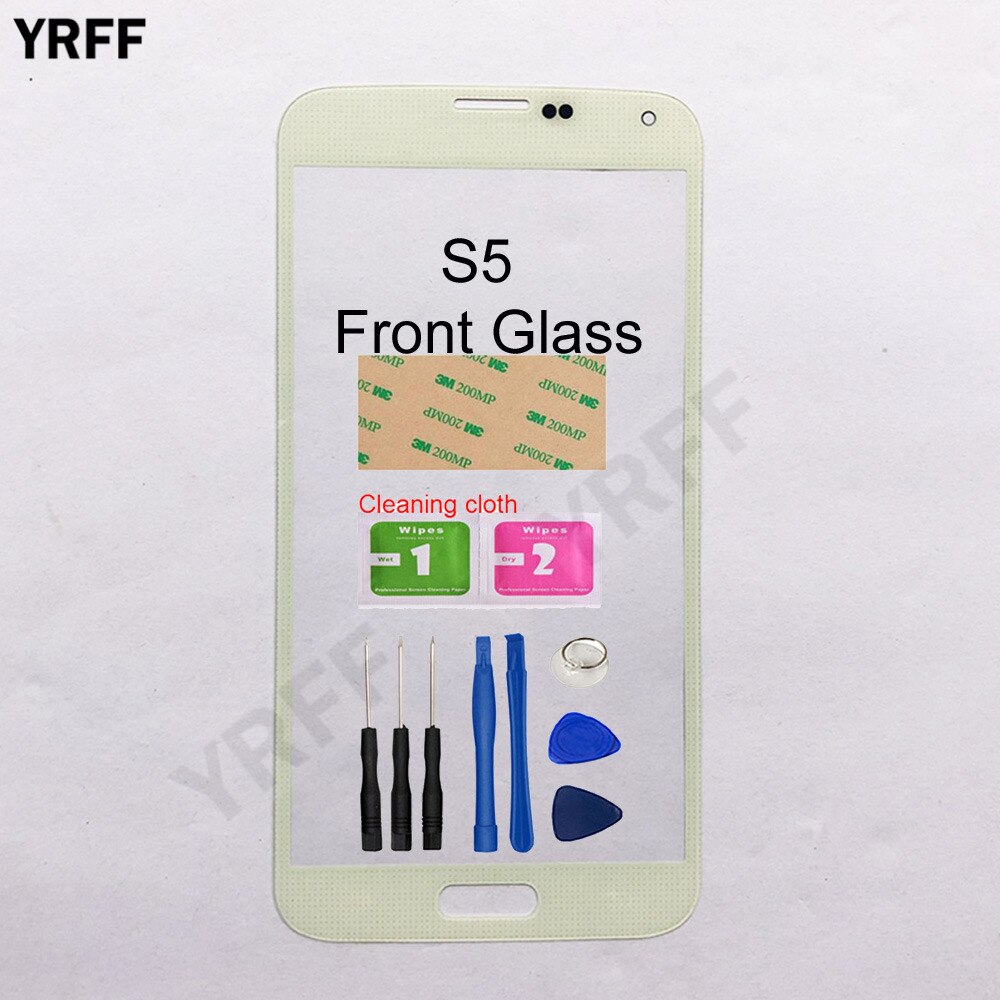 Para Samsung Galaxy S4 i9500 S4 Mini i9192 S5 I9600 S5 Mini Panel frontal de cristal (digitalizador sin Panel de pantalla táctil), vidrio exterior
