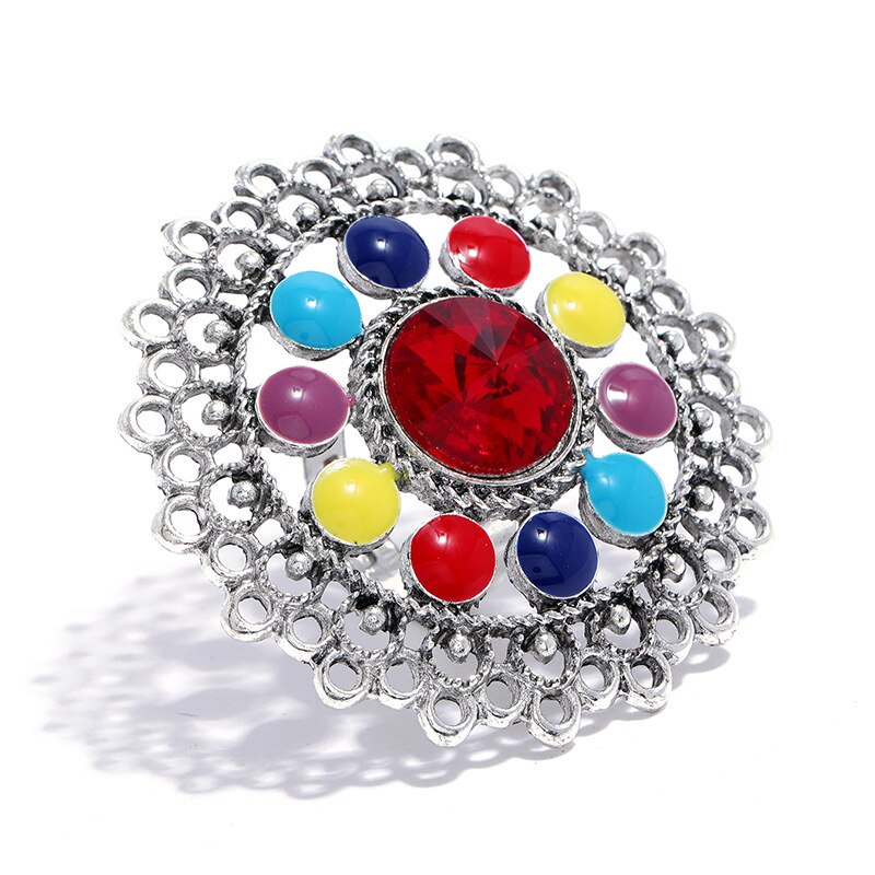 modisch Neue Liebe Runde Finger Ringe Für Frauen Jahrgang Silber Farbe Coloftul Emaille Blume Ringe Böhmischen Partei Schmuck