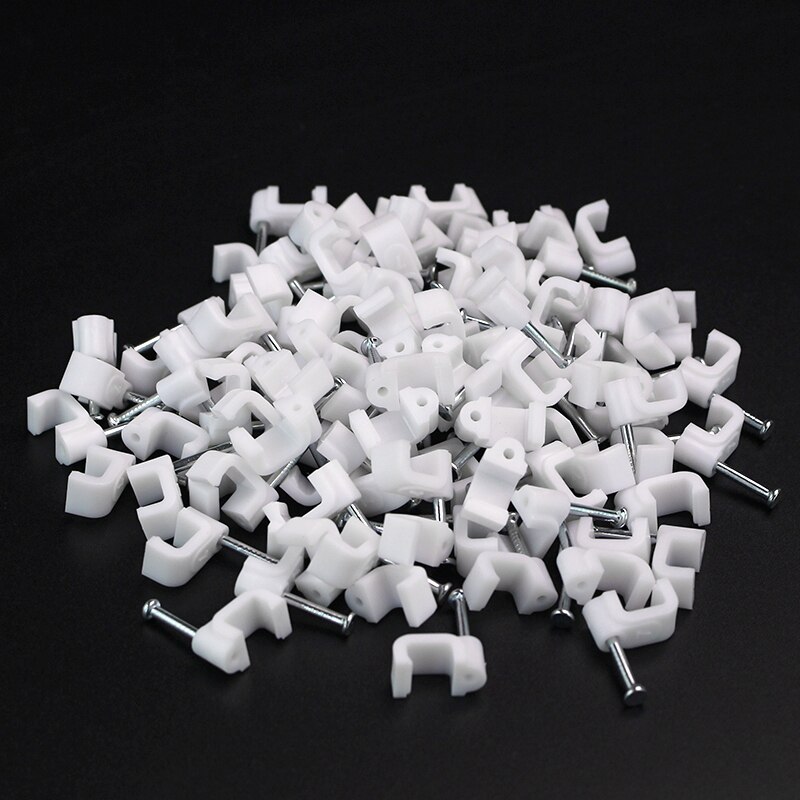 100PCS Round Cable Wire Clips 4mm 6mm 8mm 10mm Cable Management RG6 CAT6 RJ45 Electrical Wire Cord Tie Holder Circle Cable Clips