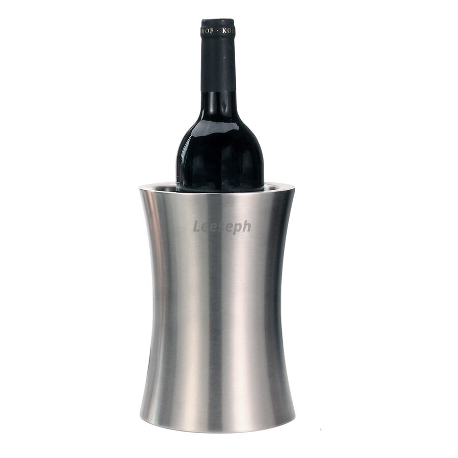 Wine Chiller - Double Wall Ice Bucket Cooler Stainless Steel with Matt Brushed Surface - Keeps Wine Champagne Cold
