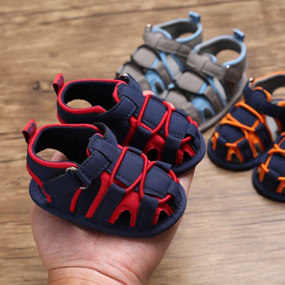 Summer Baby Boys Pu Leather Anti-Slip Breathable Sandals Mixed Color Shoes Toddler Soft Soled Garden Shoes Beach Shoes