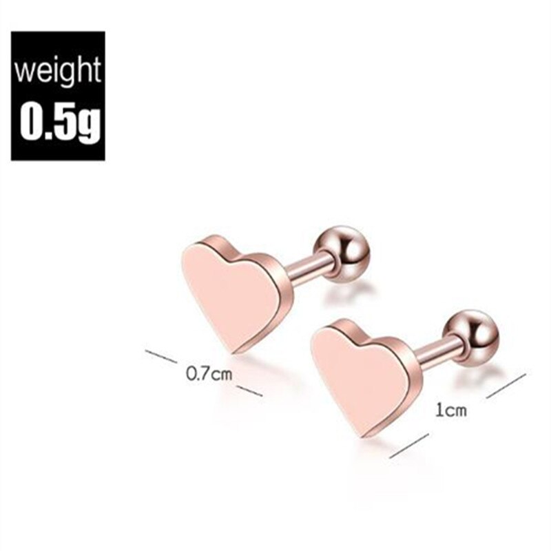 2 stks/set Mode Piercing Tragus Oorbellen Kraakbeen Helix Hart Vorm Oorstekers Lichtmetalen Piercing Sieraden voor Vrouwen