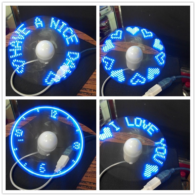 Blue Durable Adjustable USB Gadget Mini Flexible LED Light USB Fan Time Clock Desktop Clock Cool Gadget Time Display