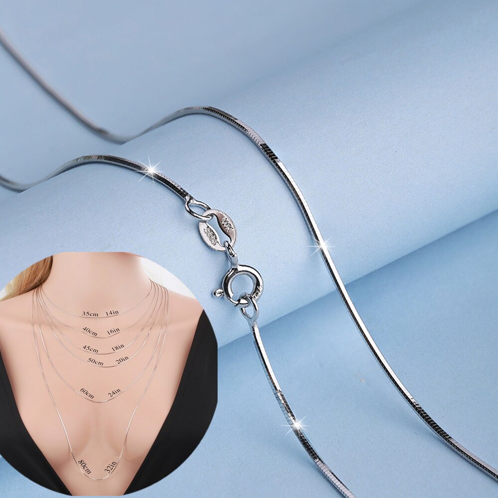 Collana a catena a serpente da 1 mm in argento sterlina 100% 925 per donna, gioielli in argento / oro per uomo 40 cm, 45 cm, 50 cm, 55 cm, 60 cm, 70 cm