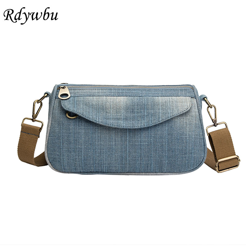 Blå denim kvinder skuldertaske jeans lærred piger rejser cross-body sling taske vintage mochila bolsa  b162