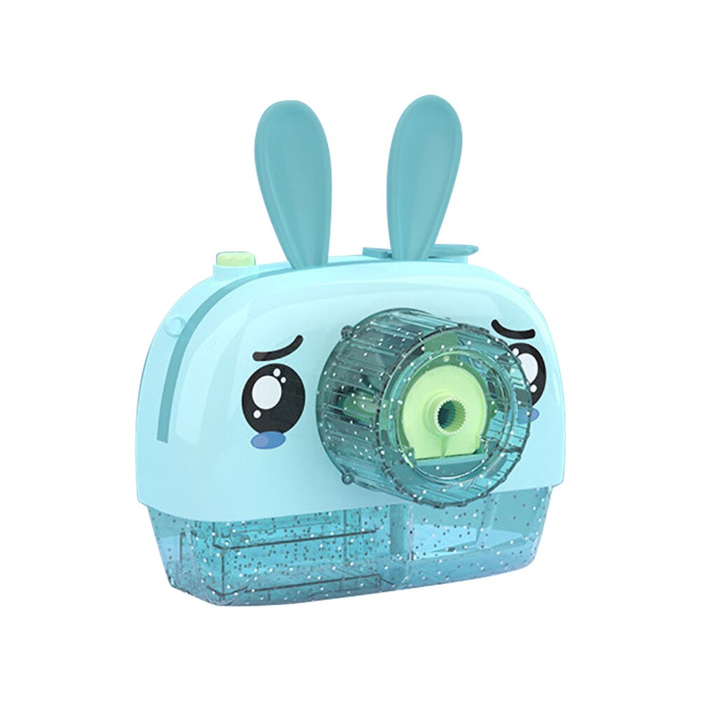 Kids Rabbit Elk Camera Light Music Electric Automatic Bubble Blower Machine Toy Outdoor Fun Sports Toys: Blue Rabbit