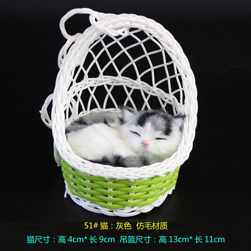 Cesta colgante con forma de gato de simulación, artesanía de juguete de felpa, juguetes blandos de para estudiantes y niños, decoración para de vacaciones, peluches de vocalización: 10