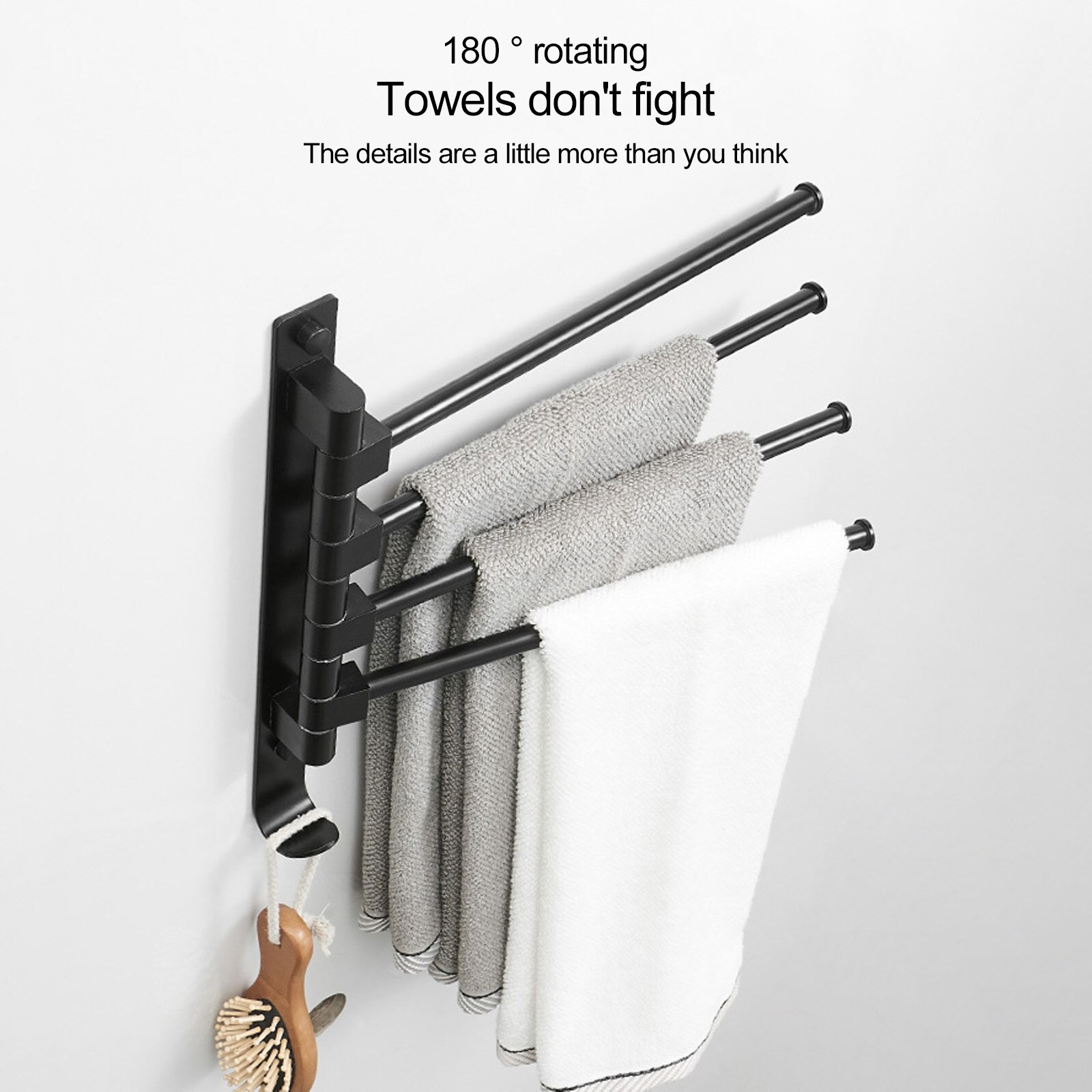 Badkamer Handdoekenrek Draaibare Handdoek Houder Ruimte Aluminium 4 Bar Handdoek Hanger Keuken Plank Papier Opknoping Muur Gemonteerd