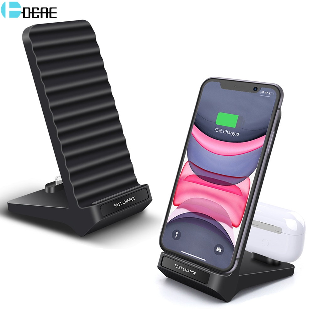 Dcae 2 In 1 Qi Draadloze Oplader Stand Dock Voor Iphone 11 Xs Xr X 8 Airpods Pro Samsung S20 s10 Type C 15W Snelle Laadstation