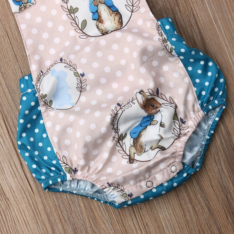 Focusnorm Zomer Pasgeboren Baby Jongens Meisjes Bunny Romper Mouwloos Print Jumpsuit Outfits Kleding