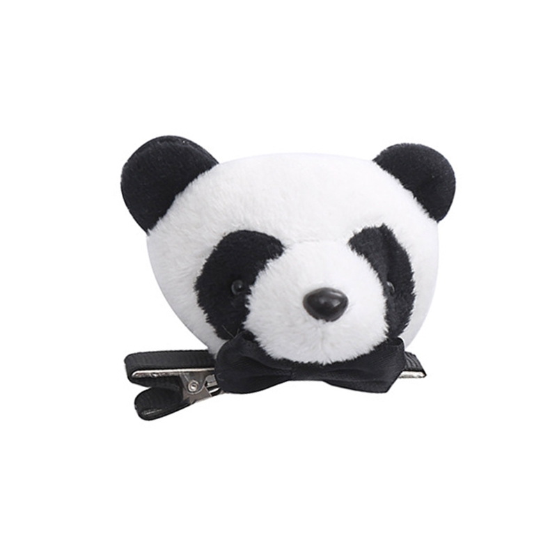 Pinza de pelo peluda de Panda, coletero de pelo de Animal de dibujos animados, diadema de felpa bonita para maquillaje, accesorios para el cabello de cara: 4
