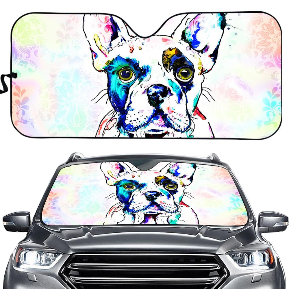 Mooie Schilderen Kat/Hond In Rijden Print Auto Zonnescherm Auto Voorruit Window Cover Sunshades Zonneklep: ZD1316HC.