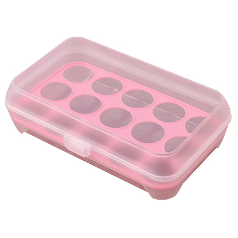 Bandeja de plástico para huevos, recipiente de almacenamiento para guardar huevos, contenedor organizador portátil con tapa para bandeja de huevos de uso doméstico 1 Uds: Pink 15 grids