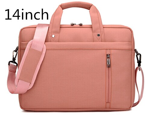 Office Business Briefcase Nylon Laptop Bag 13 14 15 17inch Macbook Notebook Tablet Gray Black Pink Waterproof: pink 14inch