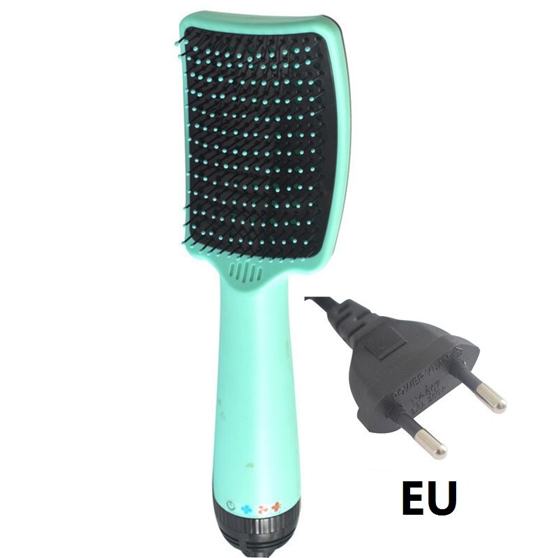 2 In 1 Hair Dryer Brush Air Brush Wet And Dry Volumizer Blow Straightener Curler Curling Iron Hair Styler Comb: EU Green