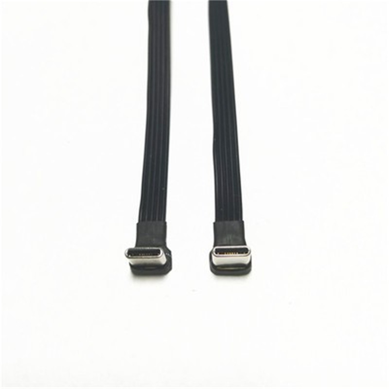 USB-C tipo C macho arriba abajo en ángulo de 90 grados a USB C tipo c Cable de datos hembra Cable plano USB tipo c 0,2 m/0,5 m/1m/1,5 m: Verde / 1 mes