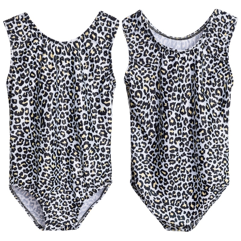4-14 Years Girls Leotard For Gymnastics Ballet Teens Glitter Leotards Kids Dance Wear Sleeveless Leopard Print