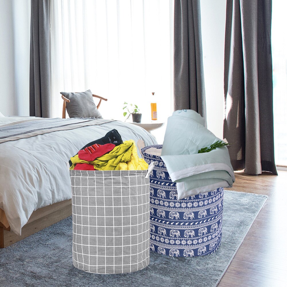 1pc Folding Laundry Basket Round Storage Bin Bag Large Hamper Collapsible Clothes Toy Basket Bucket Organizer Large Capacity2022