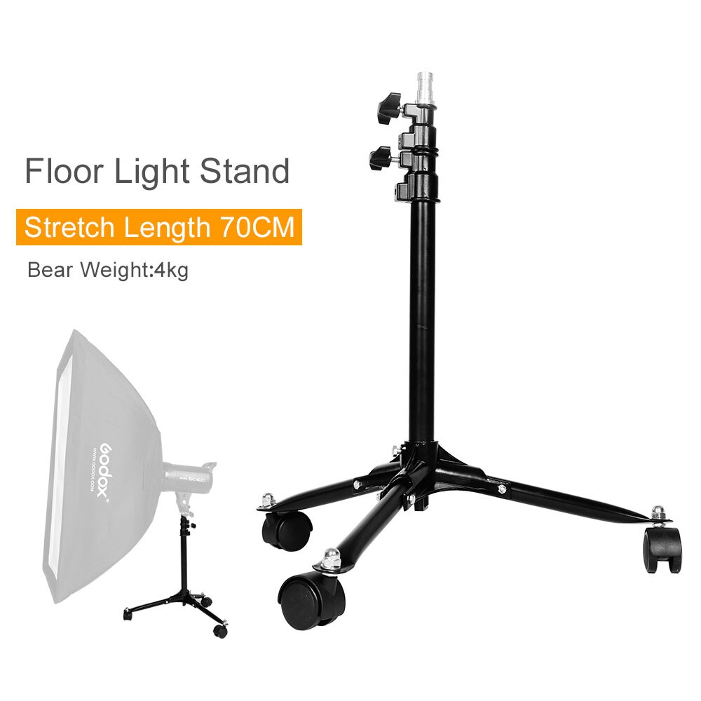 70Cm Duurzaam Opvouwbare Dolly Wielen Floor Light Stand Voor Studio Flash 250SDI 300SDI E250 E300 DE300 DE400 SK300 SK400 DP600