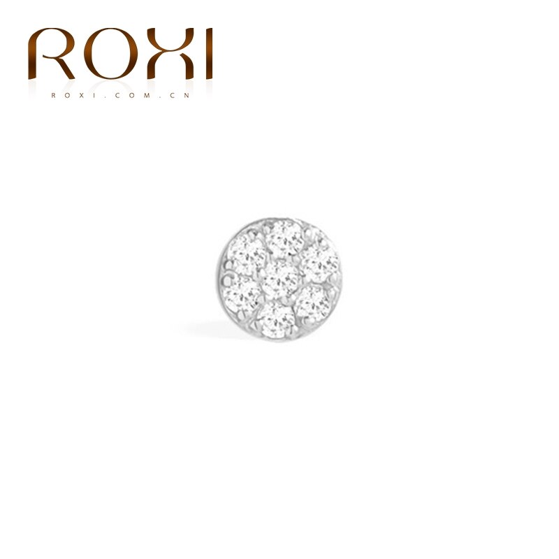 ROXI Classic Round Circle Crytal Piercing Earrings for Women Pendientes 925 Sterling Silver Simple Cartilage Earrings Jewelry