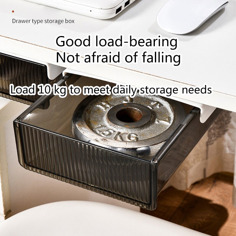 Caja de almacenamiento oculta para debajo de la Mesa, soporte autoadhesivo para lápiz, bandeja, escritorio, oficina, artículos diversos, organizador,