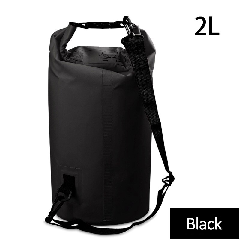 Outdoor Waterproof Dry Backpack Water Floating Bag Roll Top Sack for Kayaking Rafting Boating River Trekking Swimming Pool kayak: 2L  Black