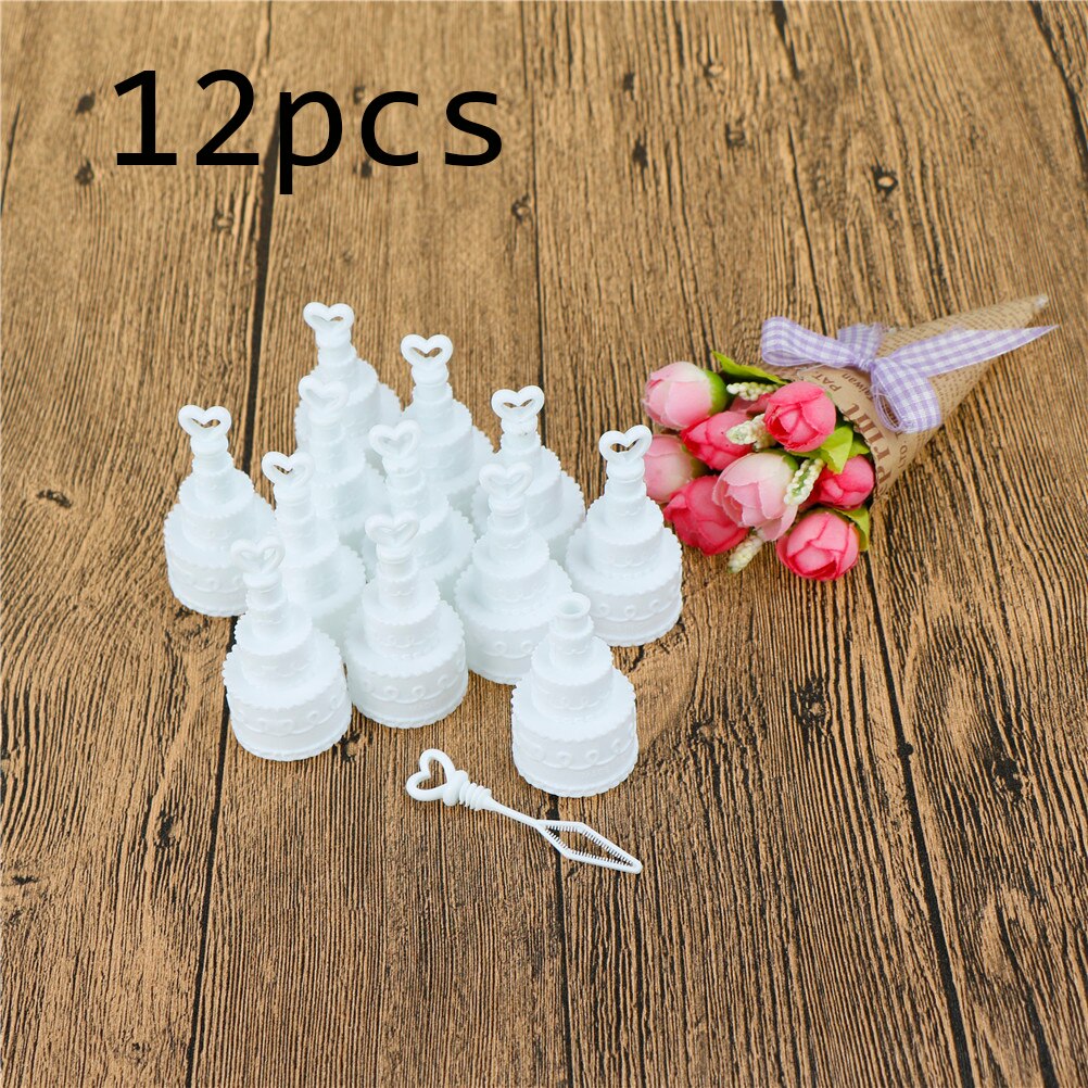 12pcs White Cake Empty Bubbles Soap Bottles Romantic Event Festival Supplies Kid Toy Wedding Birthday Party Decor: Default Title