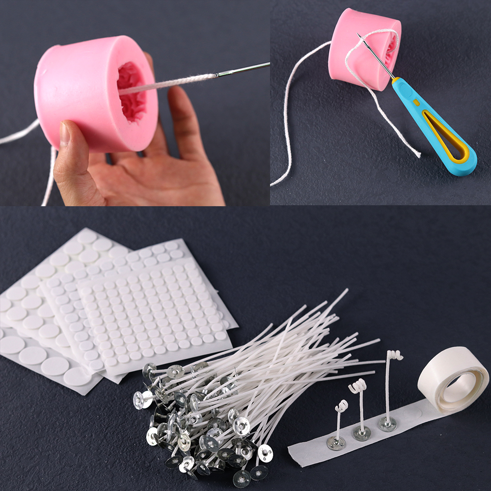 Mecha para velas sin humo de 8-20 Cm, mecha de algodón preencerada 100 de con pieza de soporte de Metal, herramientas para hacer velas hechas a mano DIY