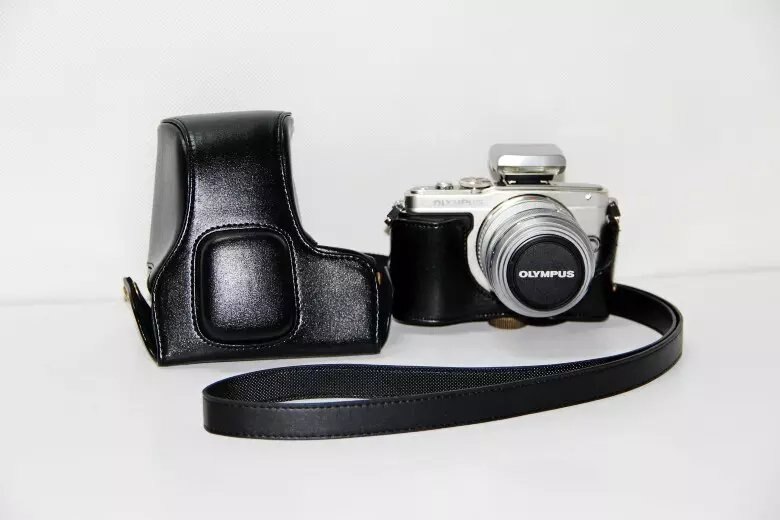 retro Jahrgang Kameratasche schwer kamera-kasten Für Olymp EPL5 E-PL5 EPL6 E-PL6 EPM2 E-PM2 Mit Gurt: Schwarz