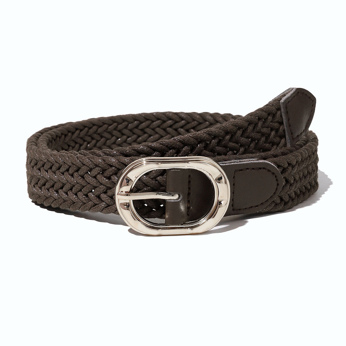 Cinturón trenzado de cuerda de cera para mujer, faja con hebilla dorada de Simple de , accesorios para vestido vaquero Retro gótico, pretina: Negro