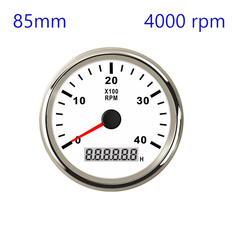 85mm REV Counter Car Boat tachometer + sensor Car Truck Tacho Marine RPM Meter with LCD Hourmeter 4000 RPM Red Backlight 12V/24V: WS 4000 rpm