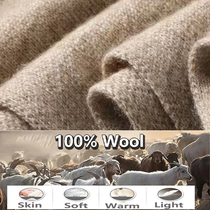 100% de lana para mujer, chal tejido, bufanda, prendas de punto suaves y cálidas, cárdigan, capa, envolturas para hombros, protección del cuello, bufandas Pashmina de doble uso