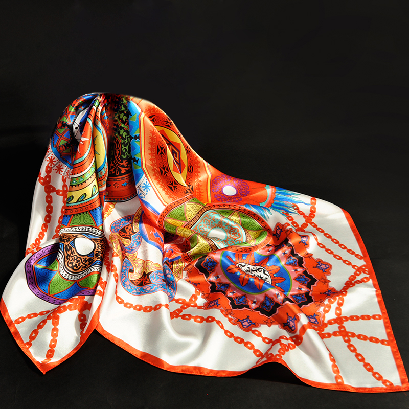 Lenço quadrado de seda pura para mulheres, envoltórios de seda 100% reais, lenço, impressão natural, lenços no pescoço, foulard, bandana, 88x88cm
