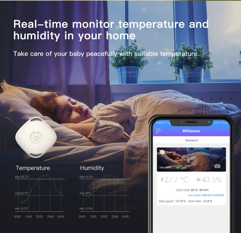 Wireless Weather Station Bluetooth 5.0 Wireless Thermometer Hygrometer Indoor And Outdoor Temperature Hygrometer Smart Life