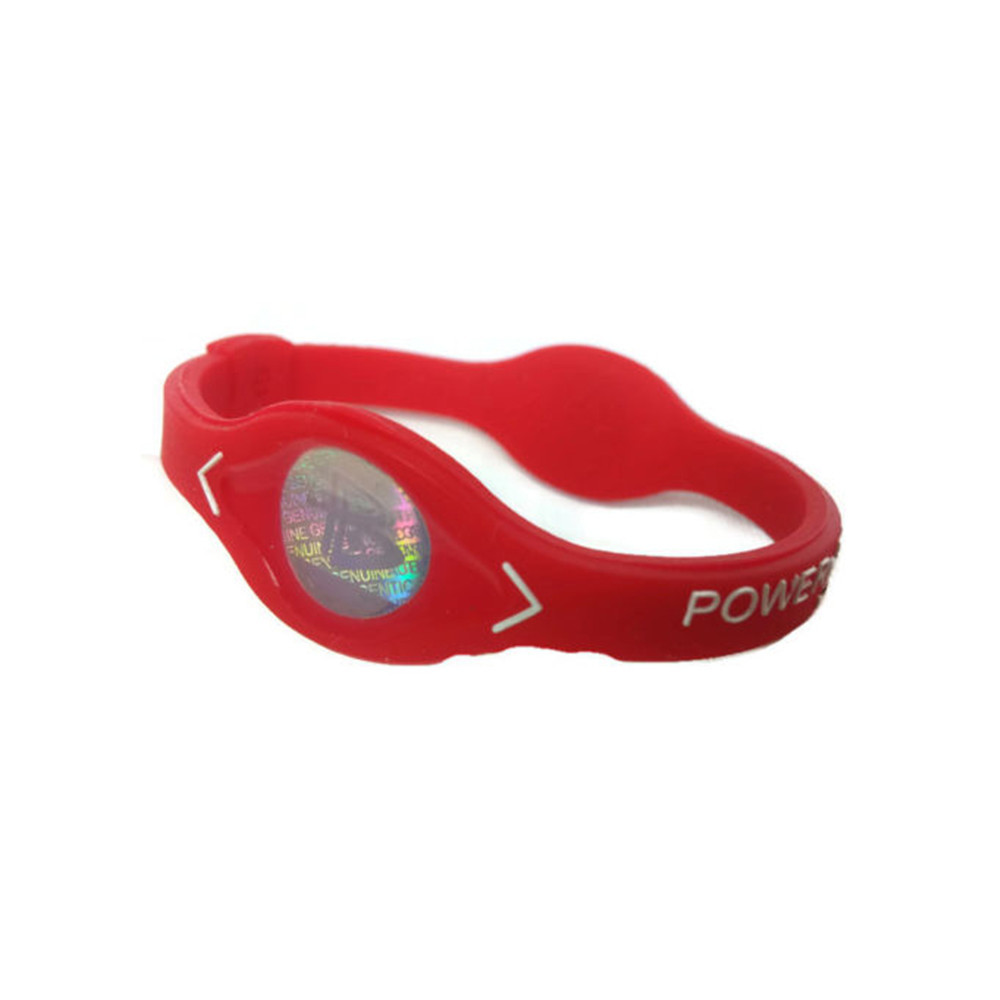 1 unids/set encanto energía pulsera pulseras para mujer y hombre Deporte pulseras balance iónico terapia magnética de silicona: Rojo / L