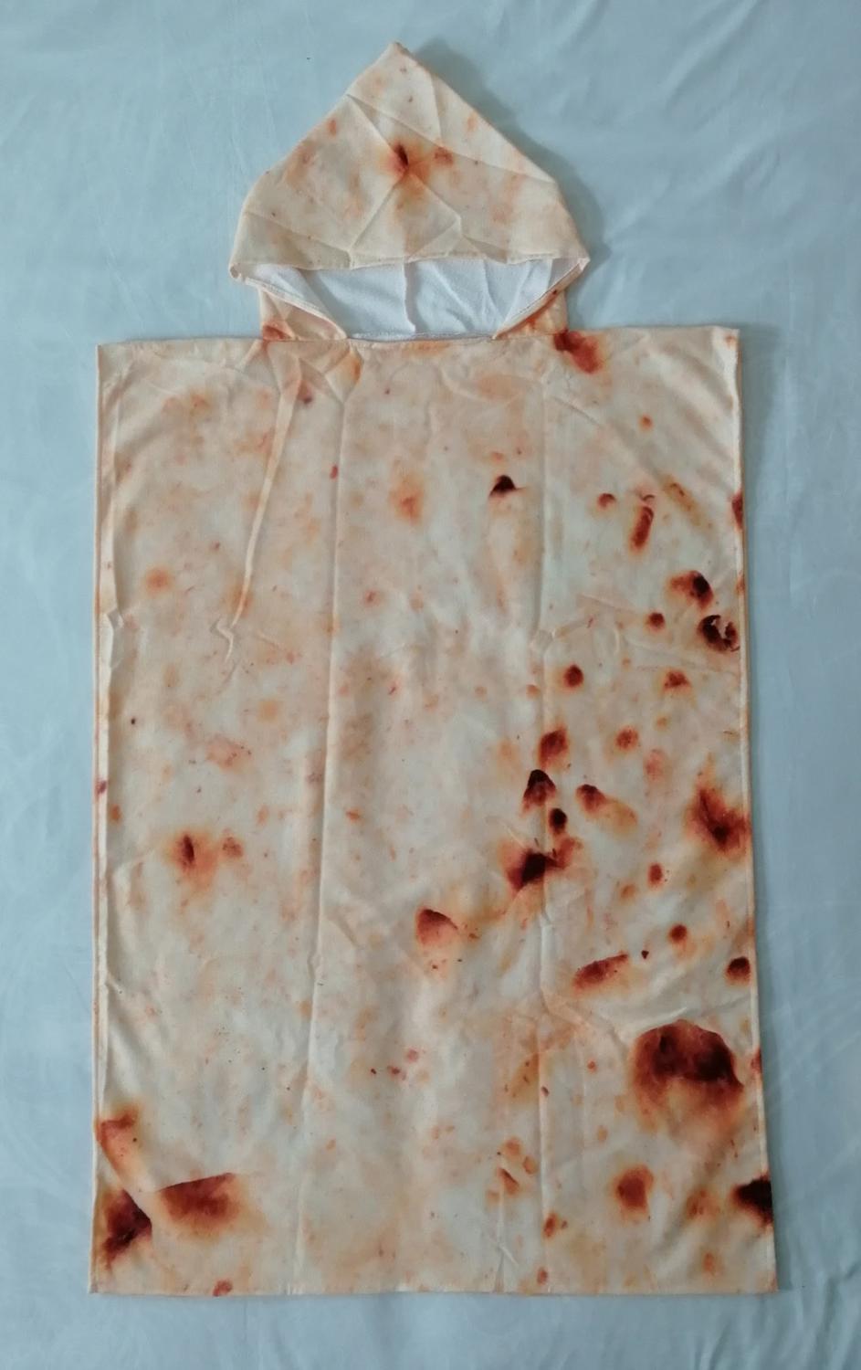 Nyhed sjov mexicansk burrito taco makron print stor hætte spa sauna surf svømme bad strand poncho håndklæde