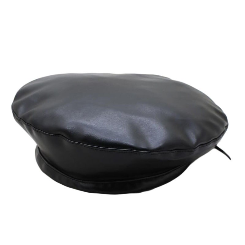 Gorro plano de cuero clásico Cortex, gorras para sol, boinas, gorro redondo, Primavera Verano, mujeres, Coreano sólido, informal, de tocado salvaje: Black