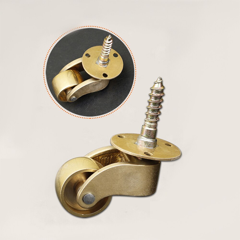 4/8PCS Brass Universal Wheel Metal Casters Gold Silent Reinforce Furniture Caster Heavy Duty Furniture Casters