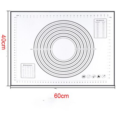 Silikone bagemåtte plade pizza dej non-stick maker wienerbrød køkken gadgets madlavningsværktøj redskaber bagegrej ælte tilbehør: Sort 40 x 60cm