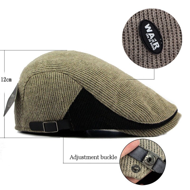 Boinas de lana para ancianos de mediana edad, gorro grueso a prueba de viento y frío, clásico británico, Retro, D18